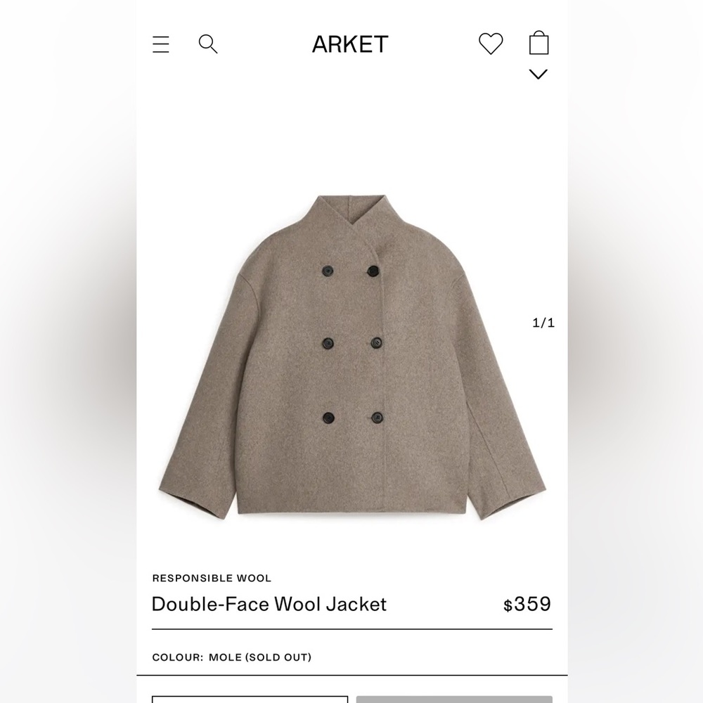 ARKET Wool Coat (Size US 6/38 EU)